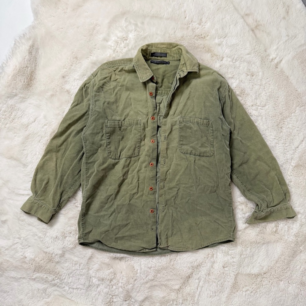Club Monaco Men's Olive Green Corduroy Button-Up Jacket